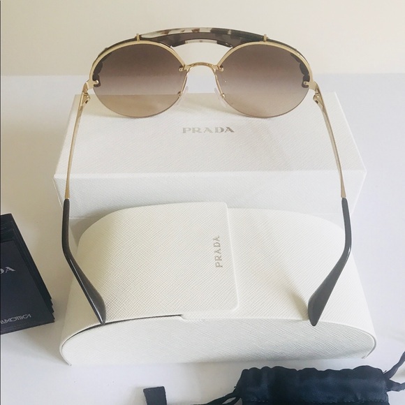 Authentic Prada Round Sunglasses PR 52US C3O3D0 3 - Picture 4 of 8